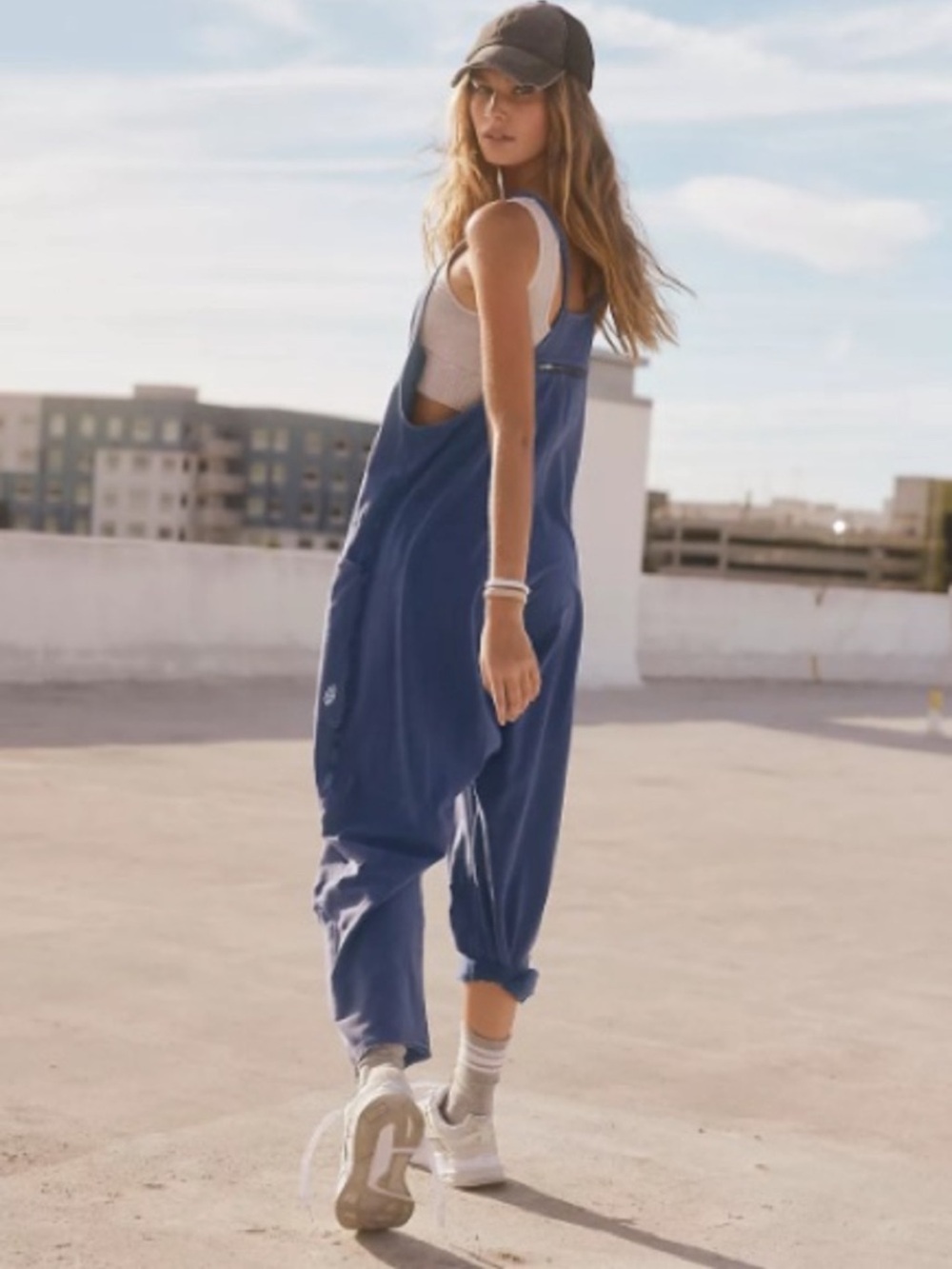 Free People Movement Hot Shot Onesie Indigo Blue